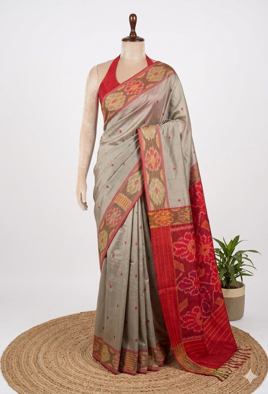 Ikkat Border Cotton Saree