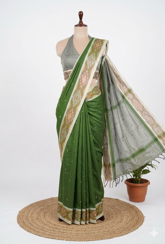 Ikkat Border Cotton Saree