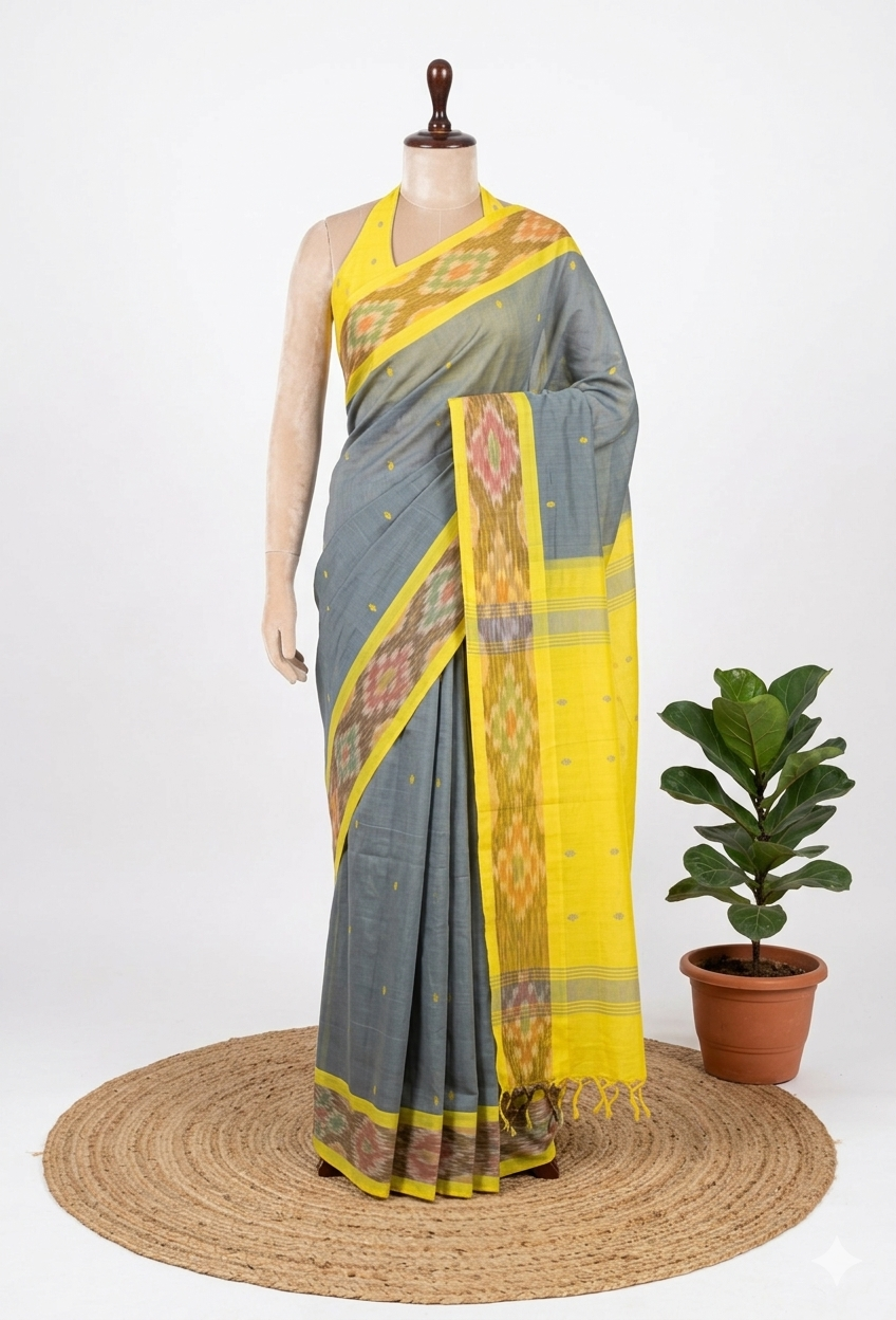 Ikkat Border Cotton Saree