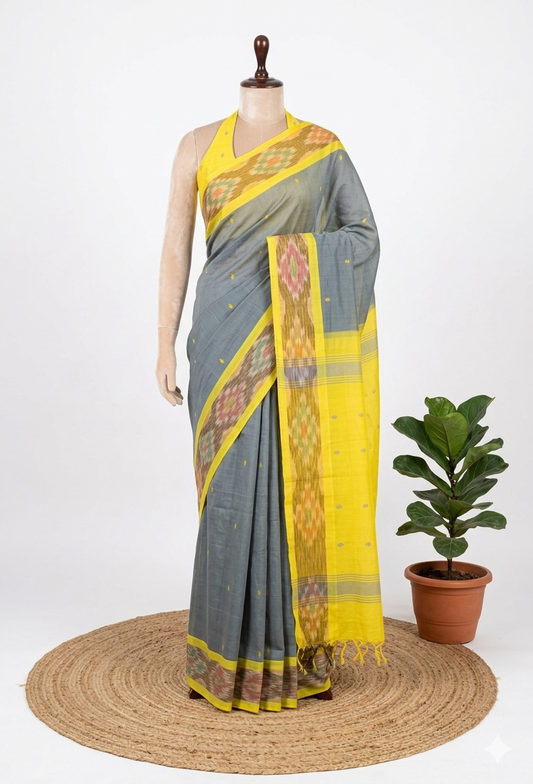 Ikkat Border Cotton Saree