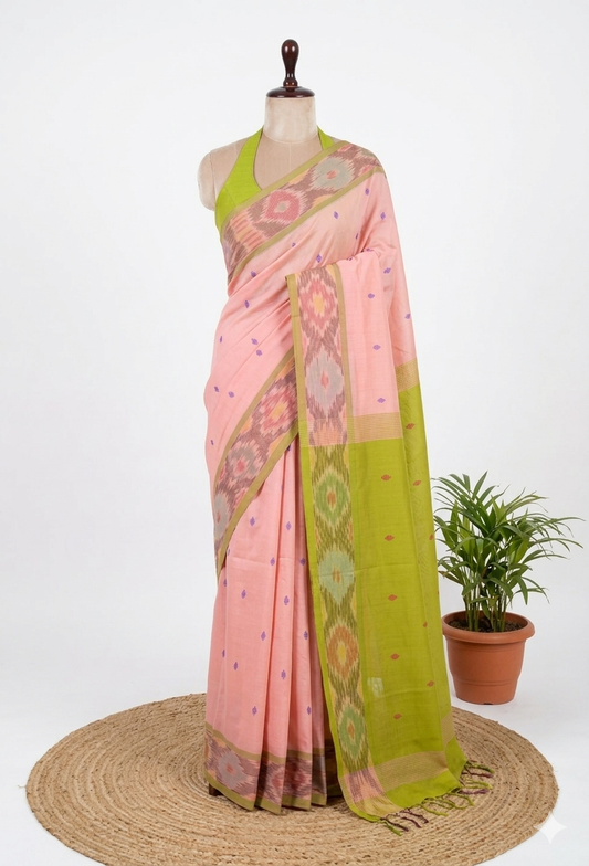 Ikkat Border Cotton Saree