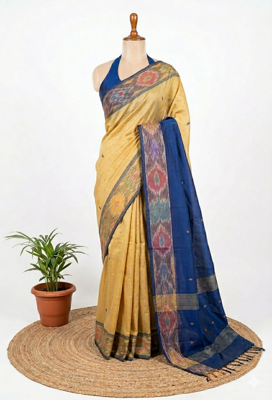 Ikkat Border Cotton Saree