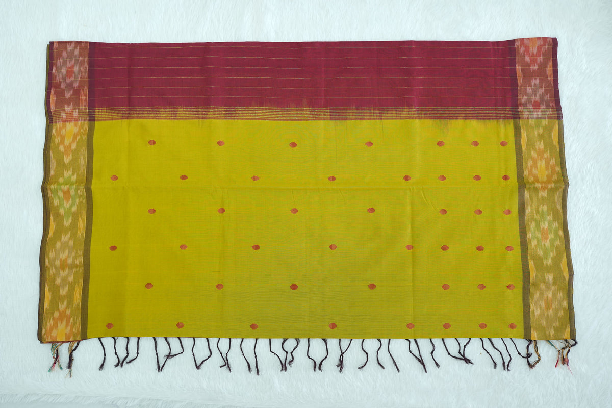 Ikkat Border Handloom Cotton Saree