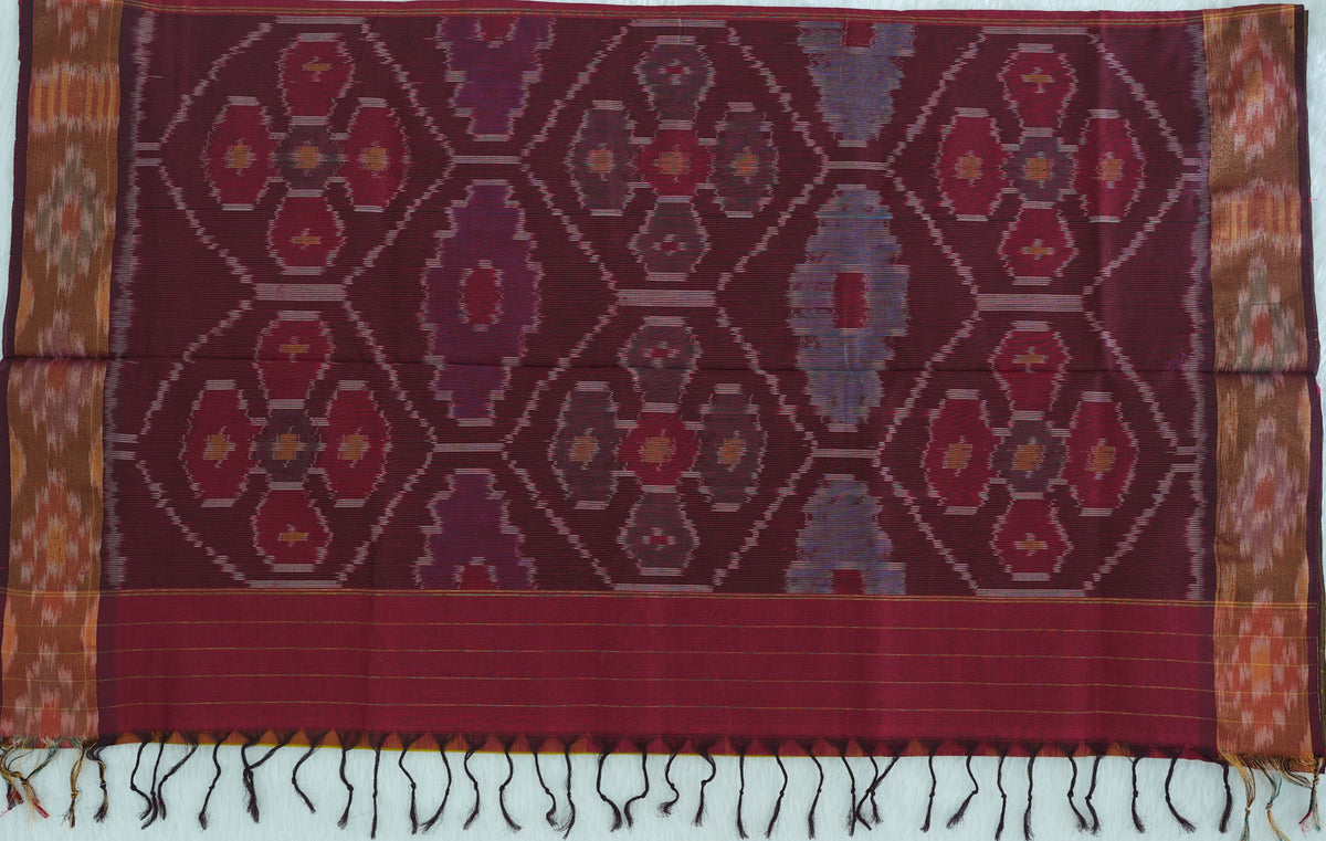 Ikkat Border Handloom Cotton Saree