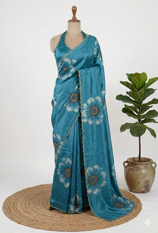 Digital Print Satin Saree