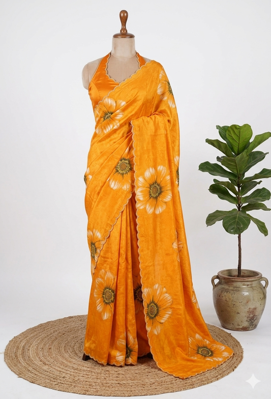 Digital Print Satin Saree