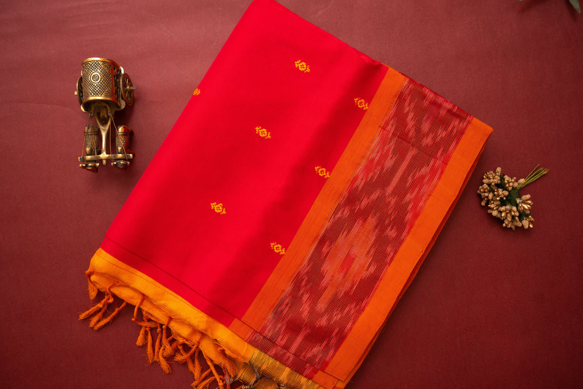 Ikkat Border Handloom Cotton Saree