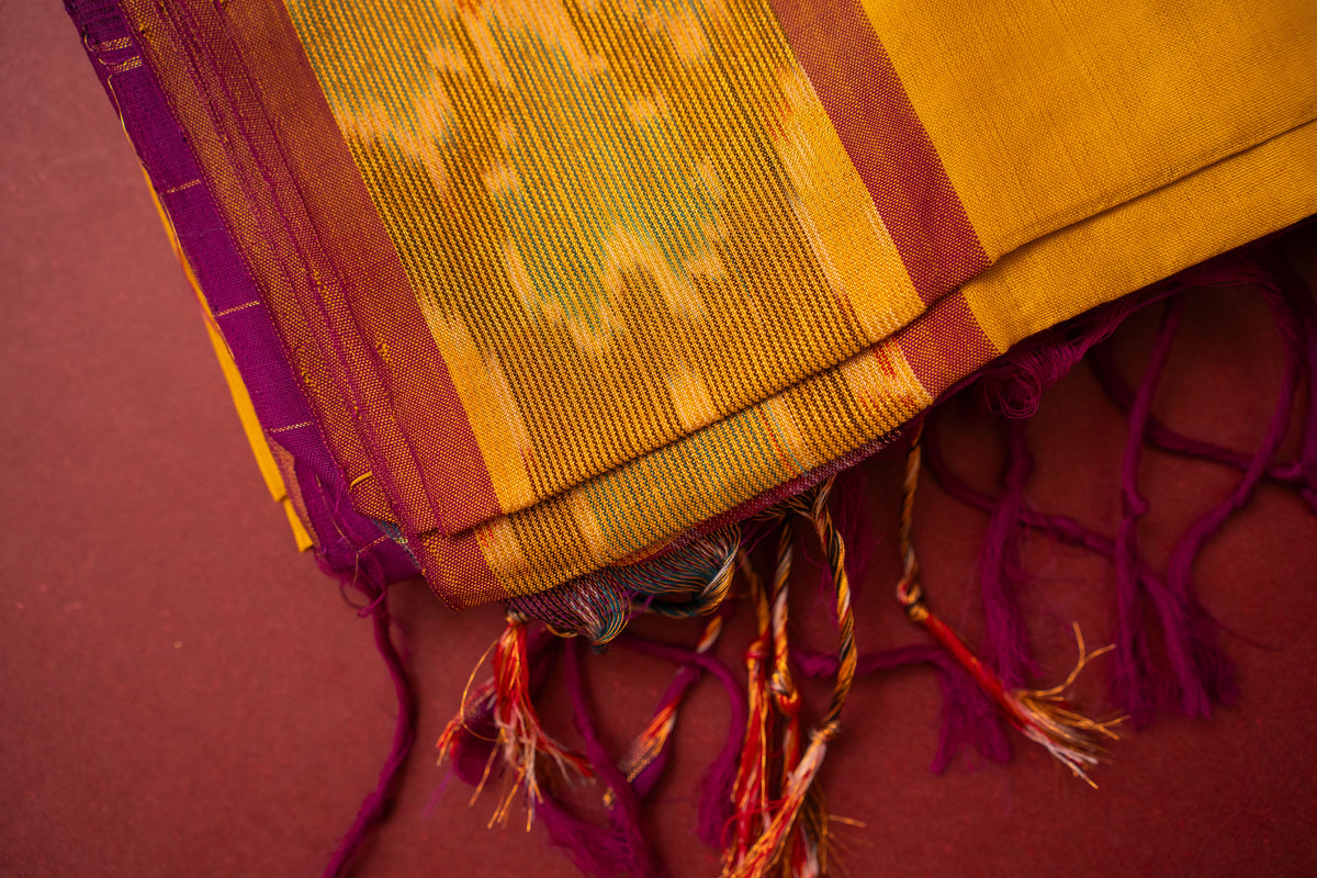 Ikkat Border Handloom Cotton Saree