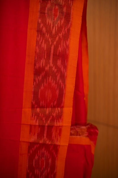 Ikkat Border Handloom Cotton Saree