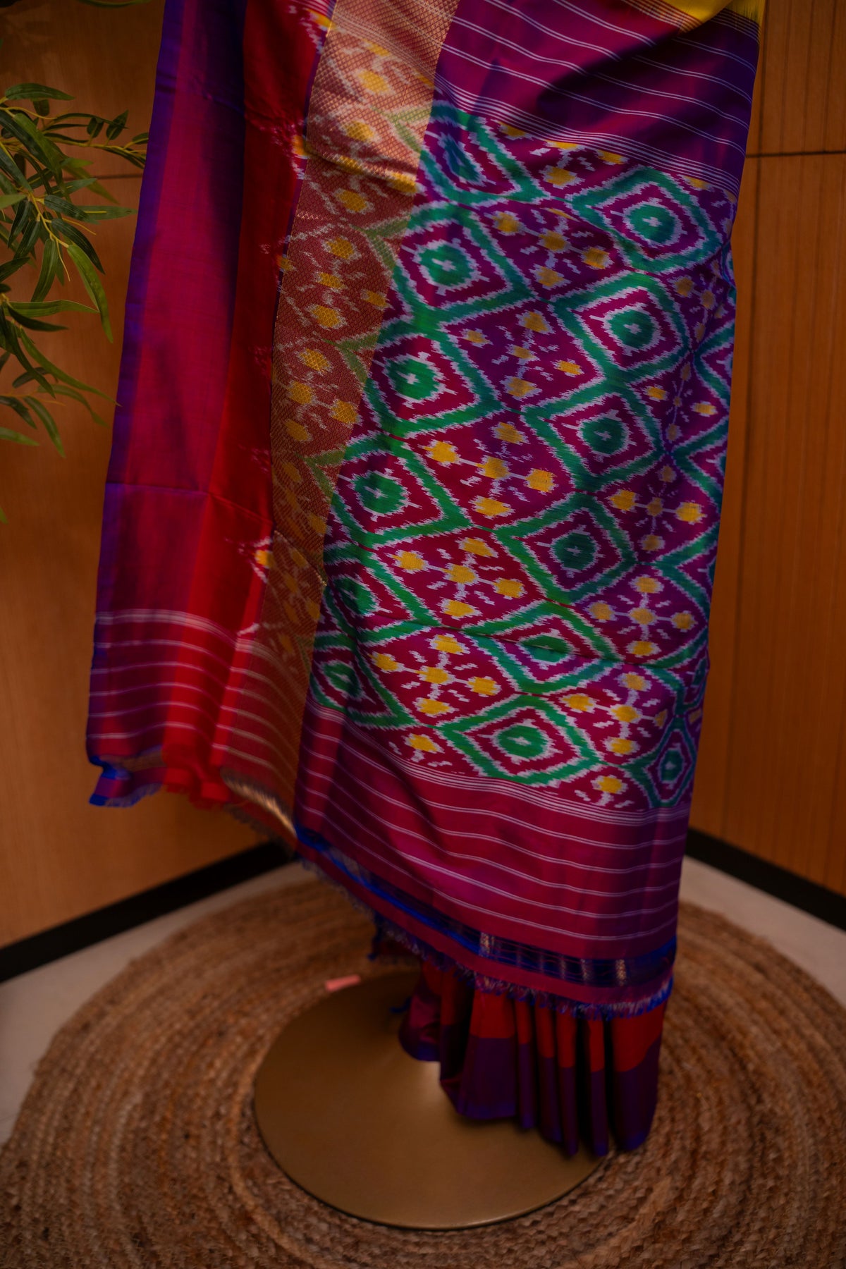 Pure Silk Pchampalli Saree with Ganga Jamuna Border
