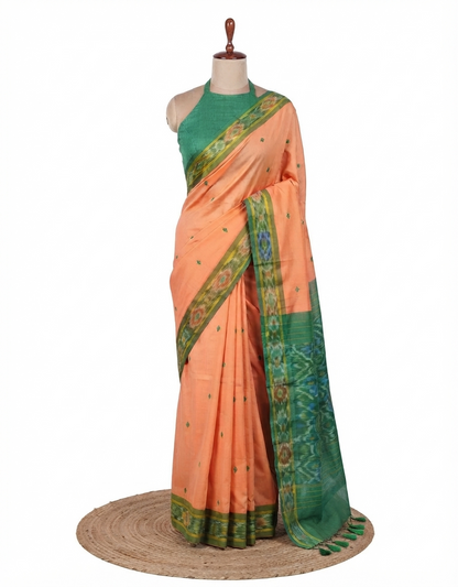 Ikkat Border Handloom Cotton Saree