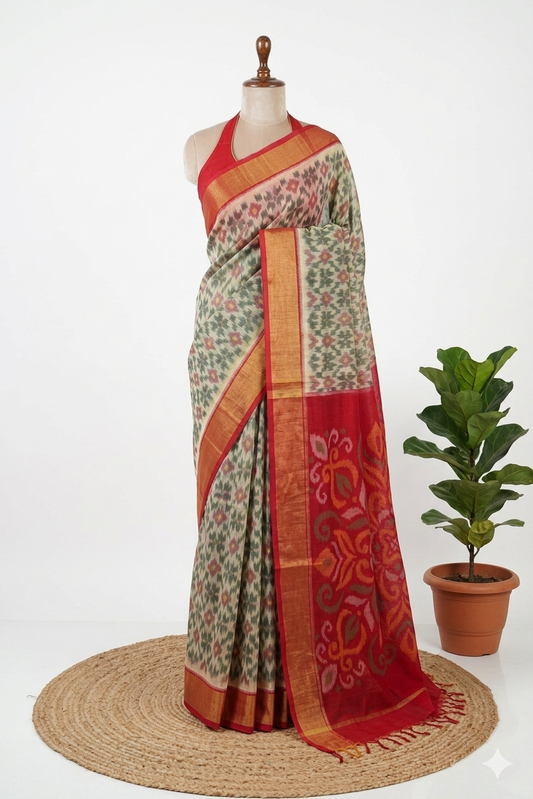 Ikkat Silk Cotton Saree