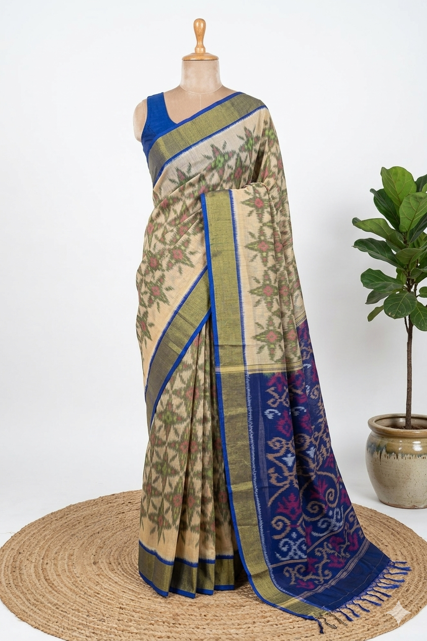 Ikkat Silk Cotton Saree