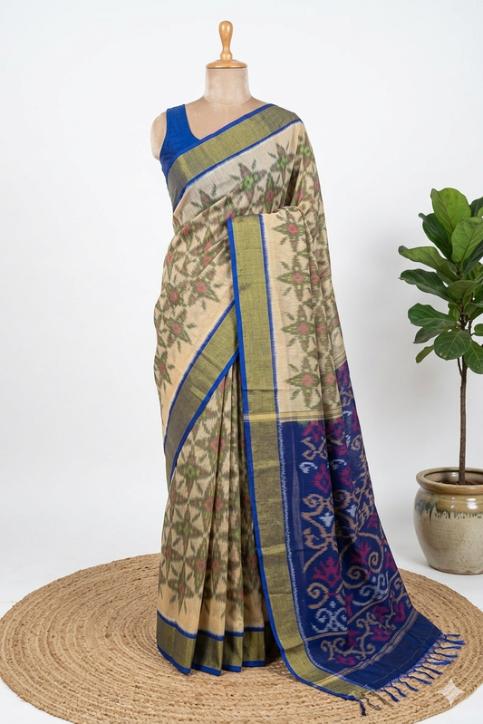 Ikkat Silk Cotton Saree