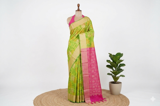Floral Design Semi-Silk Saree