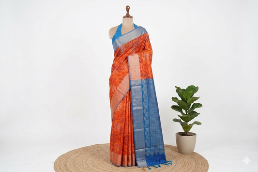 Floral Design Semi-Silk Saree