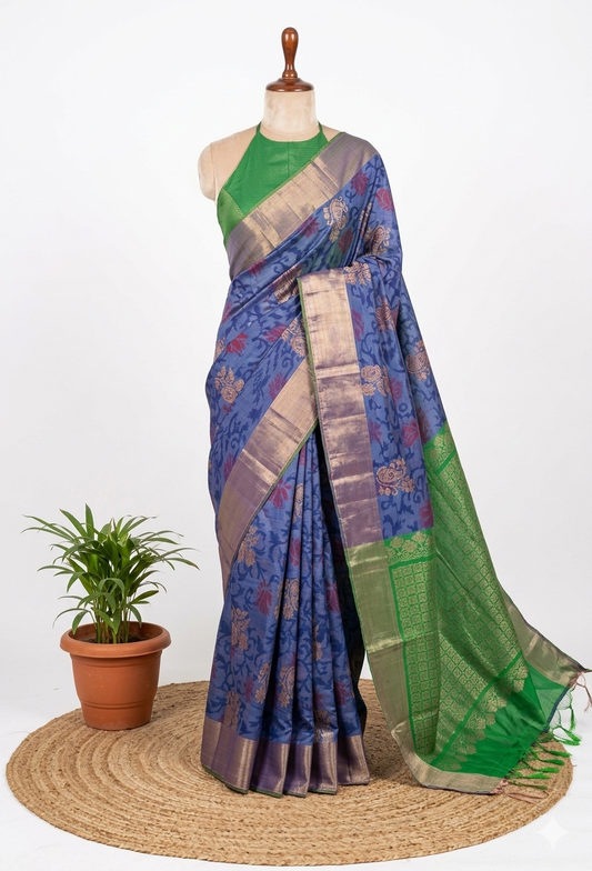Floral Design Semi-Silk Saree